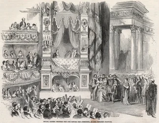 Elisabeth Rachel Félix, conocida como Mademoiselle Rachel (1821-1858), trágica francesa, ante Napoleón III en el Teatro Francés en 1852 - En vísperas de la proclamación del Segundo Imperio, Rachel declaró en el Teatro Francés el 22 de octubre de 1852