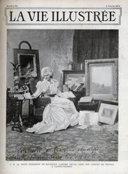 Elisabeth de Wied Reina consorte de Rumania 1843-1916 - Elisabeth de Wied - Elisabeth Pauline Ottilie Louise de Wied (conocida como la pluma de Carmen Sylva), en su oficina en el Castillo Pelesch - portada de la vida ilustrada de 1900