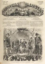 El emperador Napoleón III cazando en Fontainebleau - 1861 - Caza imperial en Fontainebleau en presencia de Napoleón III (1808-1873) y la emperatriz Eugenia (1826-1920). El Universo Ilustre de 1861