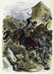 Emperador Othon luchando contra las bandas sobornadas del Papa - en “Histoire des popes” de Maurice Lachatre