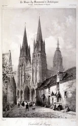 Grabado de la Catedral de Bayeux publicado en “La Edad Media Monumental y Arqueológica”. Siglo XIX