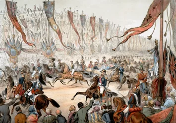 Entrada de la Reina Victoria de Inglaterra en París en presencia de Napoleón III el 18 de agosto