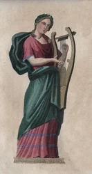 Erato, musa de la canción y la poesía - grabado de 