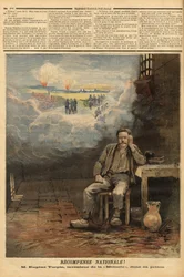 Eugene Turpin (1848-1927) químico, inventor en 1884 de la melinita (un explosivo), en su celda, acusado (erróneamente) de haber vendido su invento al enemigo. Inspiró a Jules Verne para el personaje de Thomas Roch en la novela “Face au drapeau”. Grabado en