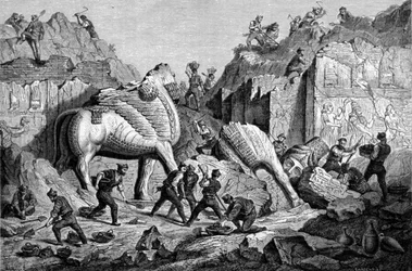 Excavaciones realizadas por Paul-Emile Botta, cónsul francés en Nínive en el sitio de Khorsabad