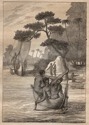 Expedición de Nicolas Thomas Marion-Dufresne (Marion Dufresne) (1729-1772): canoas de las islas del Almirantazgo (Archipiélago Bismarck, Papúa Nueva Guinea) - ilustración tomada de “Los grandes marineros del siglo XVIII”
