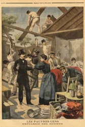 Expulsión y elemento de los barracones instalados en la zona militar en la puerta de Gentilly. Ilustración en "Le petit journal" 23/06/1895.