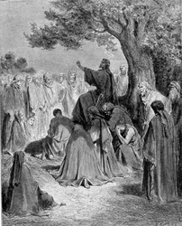 Extracto del Evangelio de San Mateo. Jesucristo predica ante la multitud de sus discípulos