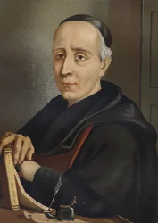 FEIJOO Y MONTENEGRO, Benito Jerónimo (1673-1764). Escritor y ensayista español - retrato de Benito Jerónimo Feijoo (1676-1764), teólogo y médico español, según «Hombres y mujeres famosos». Barcelona 1877