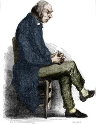 Padre Goriot. Grabado a mediados del siglo XIX. Ilustración para "El Padre Goriot" de Honoré de Balzac (1799-1850)