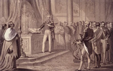 Fernando I de Borbón o Fernando IV (1751 - 1825), Rey de Nápoles, inauguró la constitución de 1820 - en “Storia d