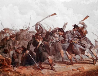 Lucha entre el ejército ruso y la coalición inglesa, otomana y francesa