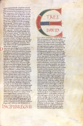 Primer Libro de los Reyes. Capuleto con el nombre del rey David y el anuncio de su vejez