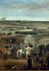 Primer Imperio: el emperador Napoleón I (1769-1821) sobre el caballo blanco en la batalla de Leipzig (Batalla de las Naciones), 16-19 de octubre