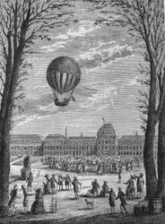 Primer viaje aéreo en un aerostato de gas hidrógeno por Charles y Robert, 1 de diciembre