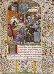 Primera página de un libro de cuentas representando un pago de anualidades - Miniatura del siglo XV