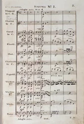 Primera página de la partitura de Sinfonía n.º 1 en Do mayor opus 21, por Ludwig van Beethoven