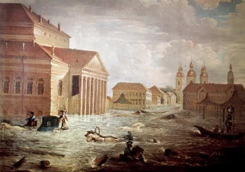 Inundaciones en la ciudad de San Petersburgo en Rusia Siglo XIX Colección Privada