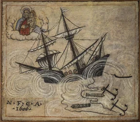 Exvoto marinero, ofrenda popular como muestra de devoción y gratitud del marinero que sobrevive a los peligros del mar, proveniente de la Iglesia de la Virgen Bendita del Arco de Nápoles (Madonna dell