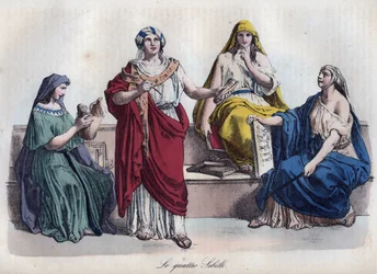 Cuatro sibilas romanas - grabado de «Usi e Costumi di Tutti i Popoli dell