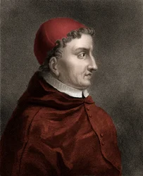 Francisco Jiménez de Cisneros (Gonzalo Jiménez de Cisneros) (1436-1517) cardenal, reformador religioso y estadista español - Grabado del siglo XIX