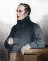 François Guizot (1787 - 1874), político e historiador francés - grabado en Histoire de la vie politique et privée de Louis Philippe