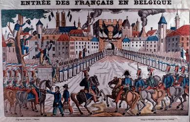 El ejército francés entrando en Bélgica para apoyar la independencia belga en octubre de 1830
