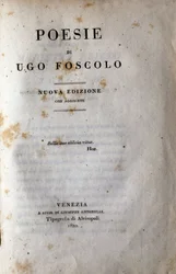 Frontispicio de “Poesía” del poeta y dramaturgo italiano Ugo Foscolo (1778-1827) 1822