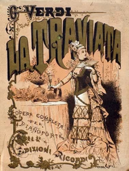 Frontispicio de la partitura de la ópera “La Traviata” de Giuseppe Verdi (1813-1901)