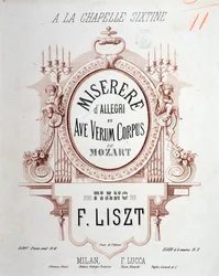Frontispicio de Miserere de Allegri y Ave verum corpus de Mozart, transcrito por Liszt para piano (1865)