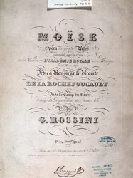 Frontispicio de la partitura musical de Moisés en Egipto de Gioacchino Rossini