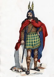 Líder galo bajo la dominación romana - en «Los trajes civiles y militares de los franceses a través de los siglos, París, F. Roy, 1882»