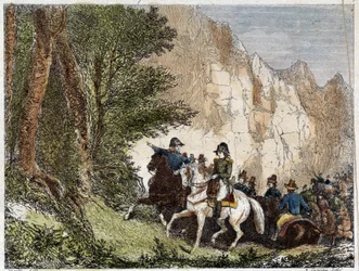General Bonaparte (Napoleón I) y Pascal (Pasquale) Paoli (1725 - 1807), patriota corso. Grabado del siglo XIX