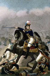 General Jean Lannes, Duque de Montebello (1769-1809) en la Batalla de Essling (21 - 22 de mayo de 1809). Grabado del siglo XIX. Milán