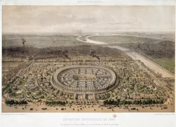 Vista general de la Exposición Mundial de 1867 tomada desde Trocadero en París