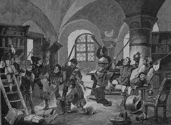 Guerra de los campesinos alemanes (1524-1526): Bullicio de campesinos en Roggenburg, Baviera, Alemania