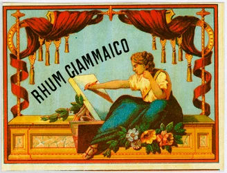 Anuncio de alcohol de ron Giammaico (Cromolitografía finales del siglo XIX)
