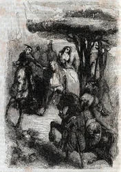 Grifón se encuentra con Origille - grabado de 1851 de 