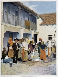 Grupo de gitanos en Triana, suburbio de Sevilla