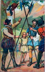 Guillermo Tell (héroe legendario de la independencia suiza) se negó a inclinarse ante el sombrero. Cromolitografía de finales del siglo XIX.