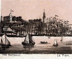 Hamburgo, Alemania: vista del puerto. en "El mundo ilustra 168 vistas" Sin fecha (finales del siglo XIX)