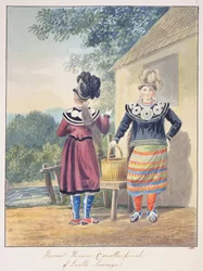 Harriet Huronne y otra mujer de Lorette Sauvage, c.1843-50 (acuarela)