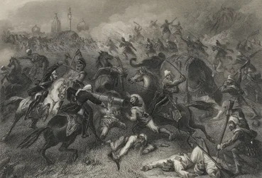 Columna de Havelock atacando a los amotinados antes de Cawnpore