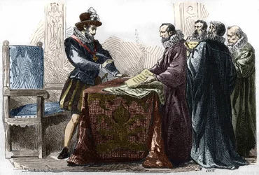 Enrique IV (1553-1610) firmando el Edicto de Nantes el 13 de abril de 1598