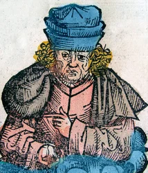 Heródoto (Herodotos, 484-425 a.C.), historiador griego - HERODOTO 490-425 a.C., historiador griego - xilografía de la Crónica de Núremberg