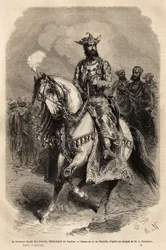 Su Alteza Syadji Rao Scindia (1846-1886), Maharajá de Gwalior (actual Madhya Pradesh). Grabado para ilustrar 