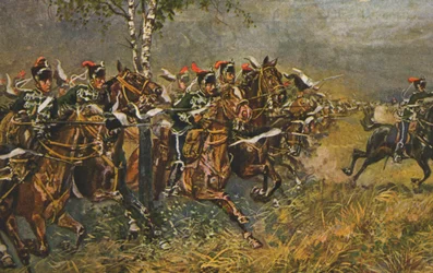 Postal histórica con motivo de la guerra, ataque a las tropas prusianas, Alemania