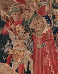 Historia de San Piat y San Eleuterio, Escena 12: La resurrección de la hija del tribuno (detalle)