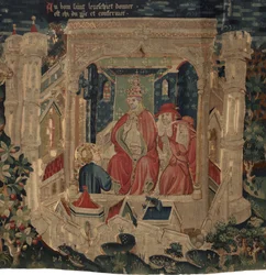 Historia de San Piat y San Eleuterio, Escena 9: San Eleuterio es confirmado por el papa como obispo de Tournai