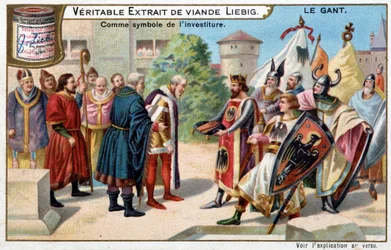 Historia del guante: el guante como símbolo de la investidura - Cromolitografía de Liebig
